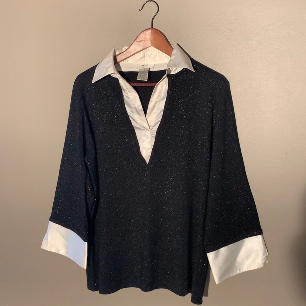 Laura Plus Glittery Long Sleeve Fooler Sweater 1X
